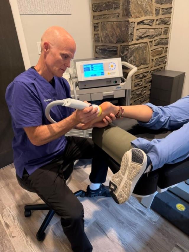 Dr. Dan Klein providing SoftWave Therapy in Upper Darby, PA